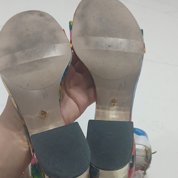 Nanette Lepore Floral Block Heel Sandals Sz 8.5M Gentle Used - Picture 8 of 9